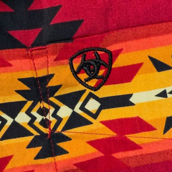 Ariat Western Aztec Red Black Cowboy Horses Rodeo Button Down Shirt Mens XXL - Picture 14 of 14